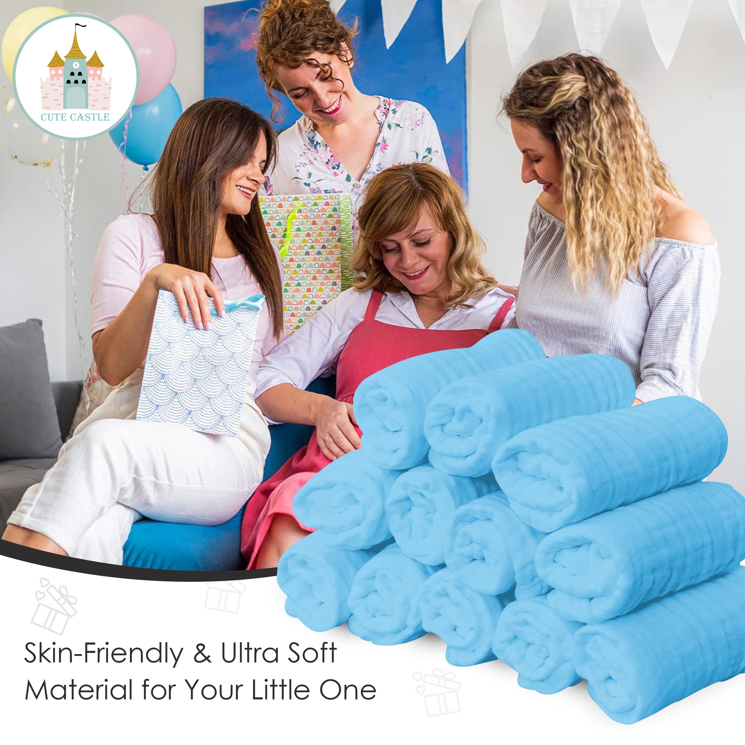 Cute Castle baby bath washcloth in use, emphasizing gentle texture.