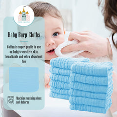 Pack-shot of Cute Castle burp cloths ready for nursery or diaper bag.