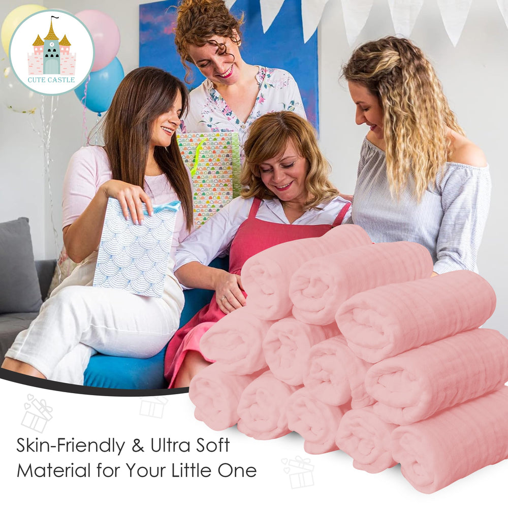 Cute Castle baby shower gift washcloths in a pink palette for new parents