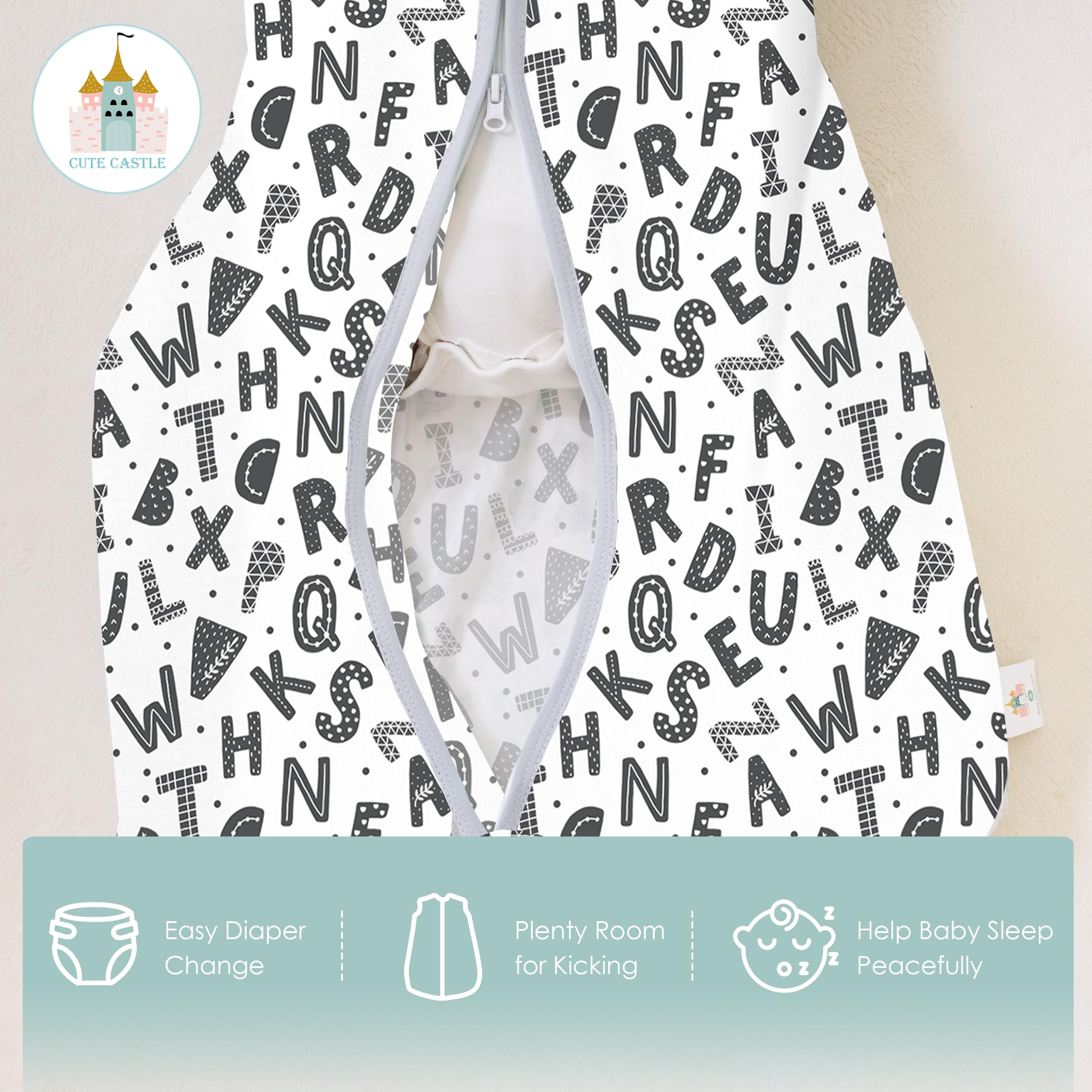 Cute Castle sleep sack fabric is soft cotton, gentle on skin.