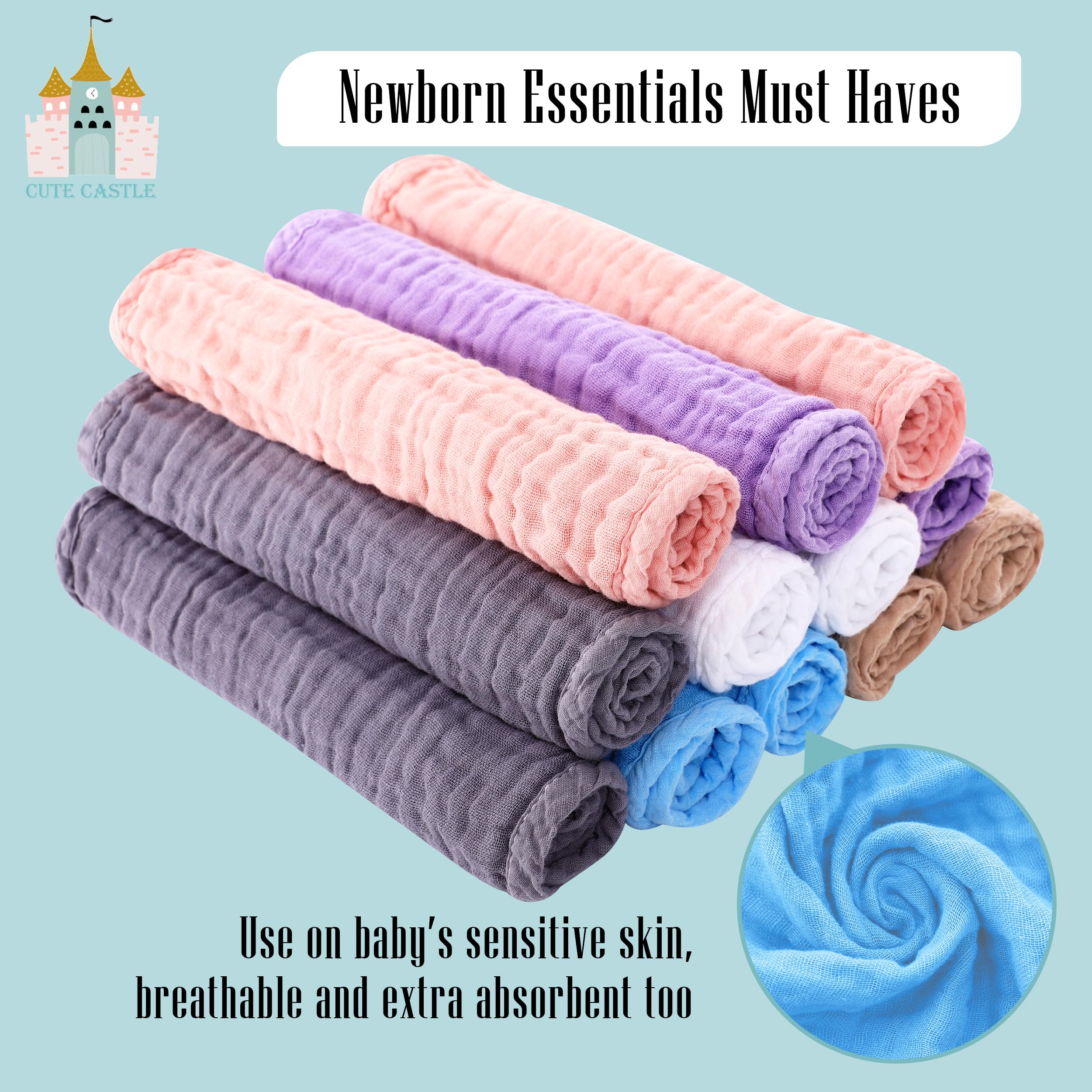 Cute Castle changing cover cloths protect surfaces during diaper changes.