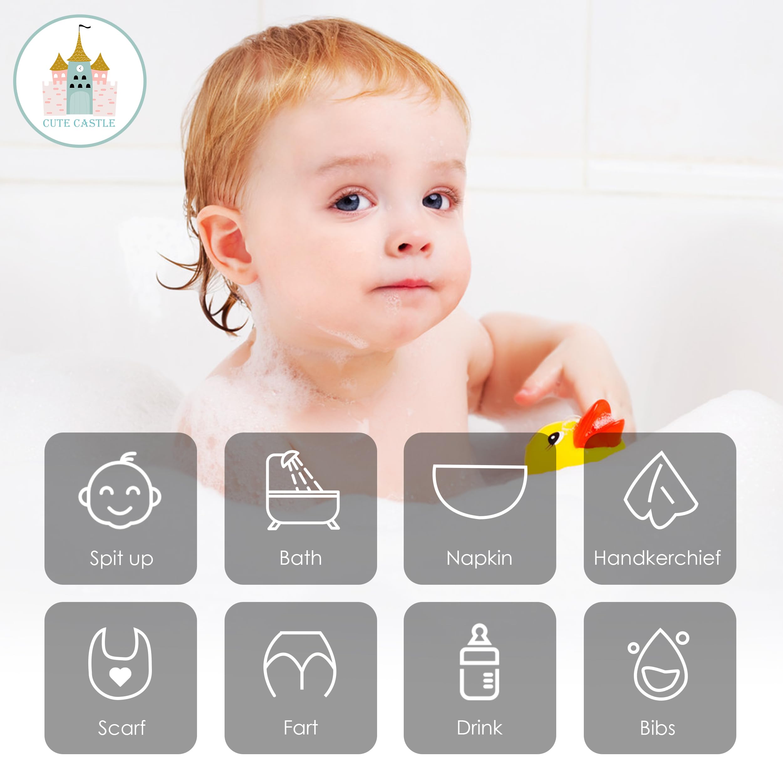 Cute Castle breathable multi-layer washcloths for quick drying