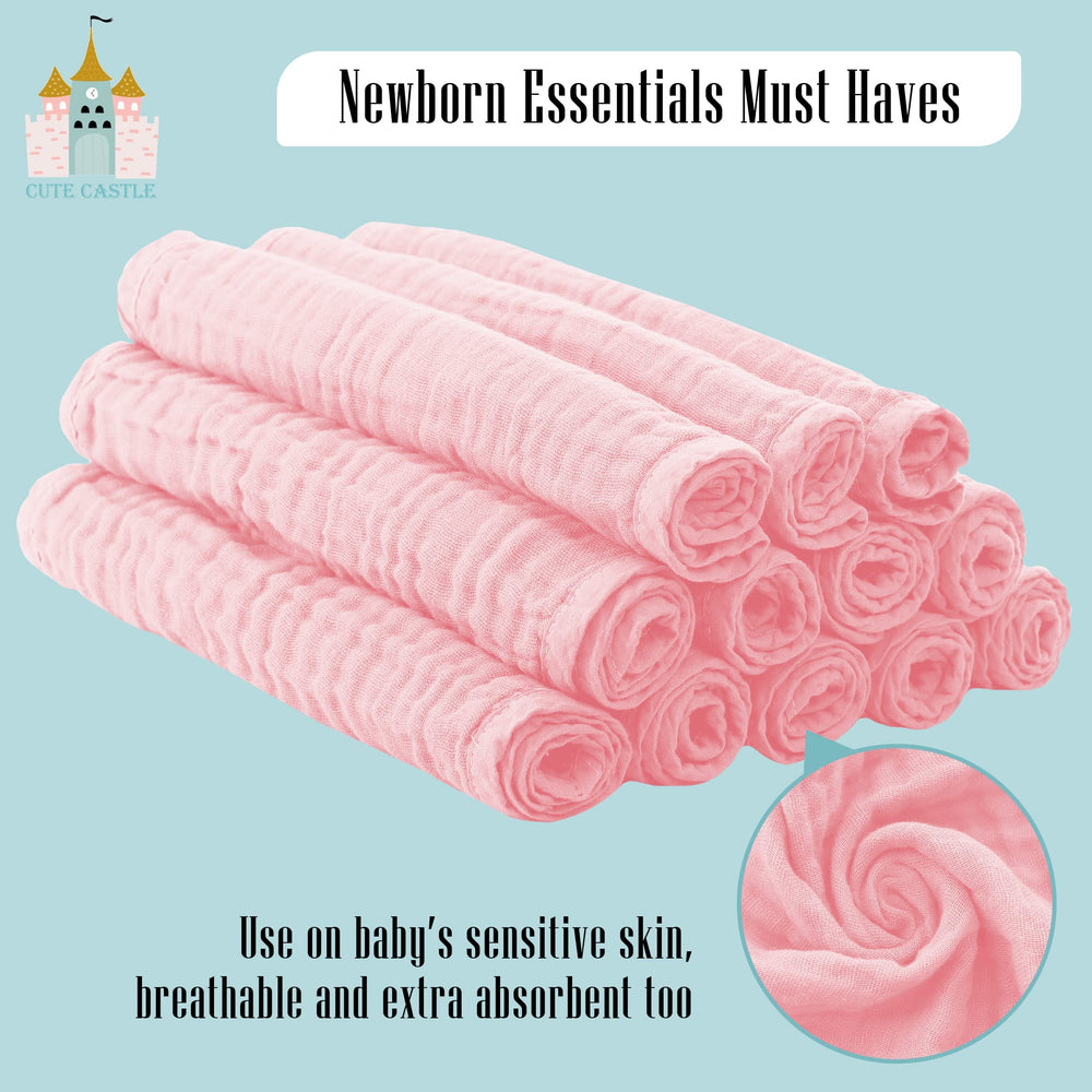Cute Castle burp cloth cleaning teething mess with durable muslin