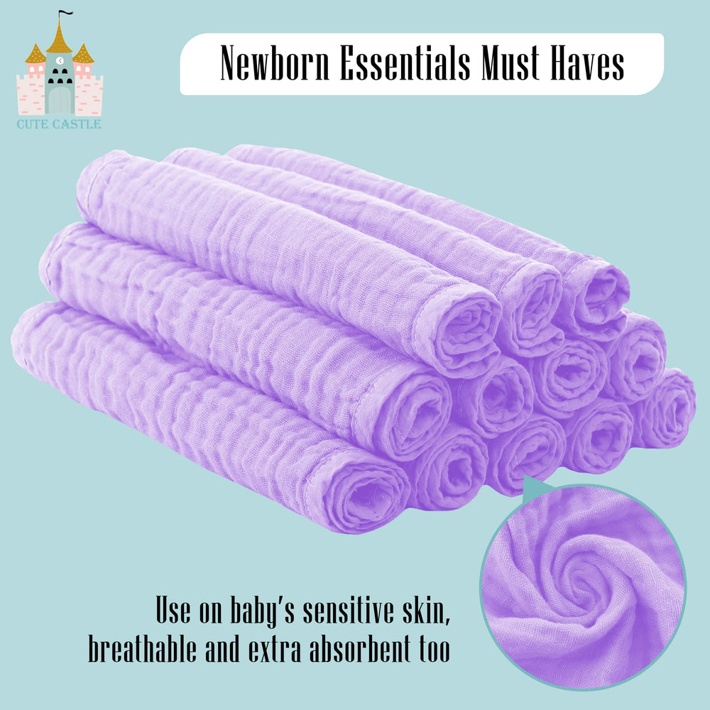 Cute Castle burp cloths measure 20 by 10 inches to protect outfits.