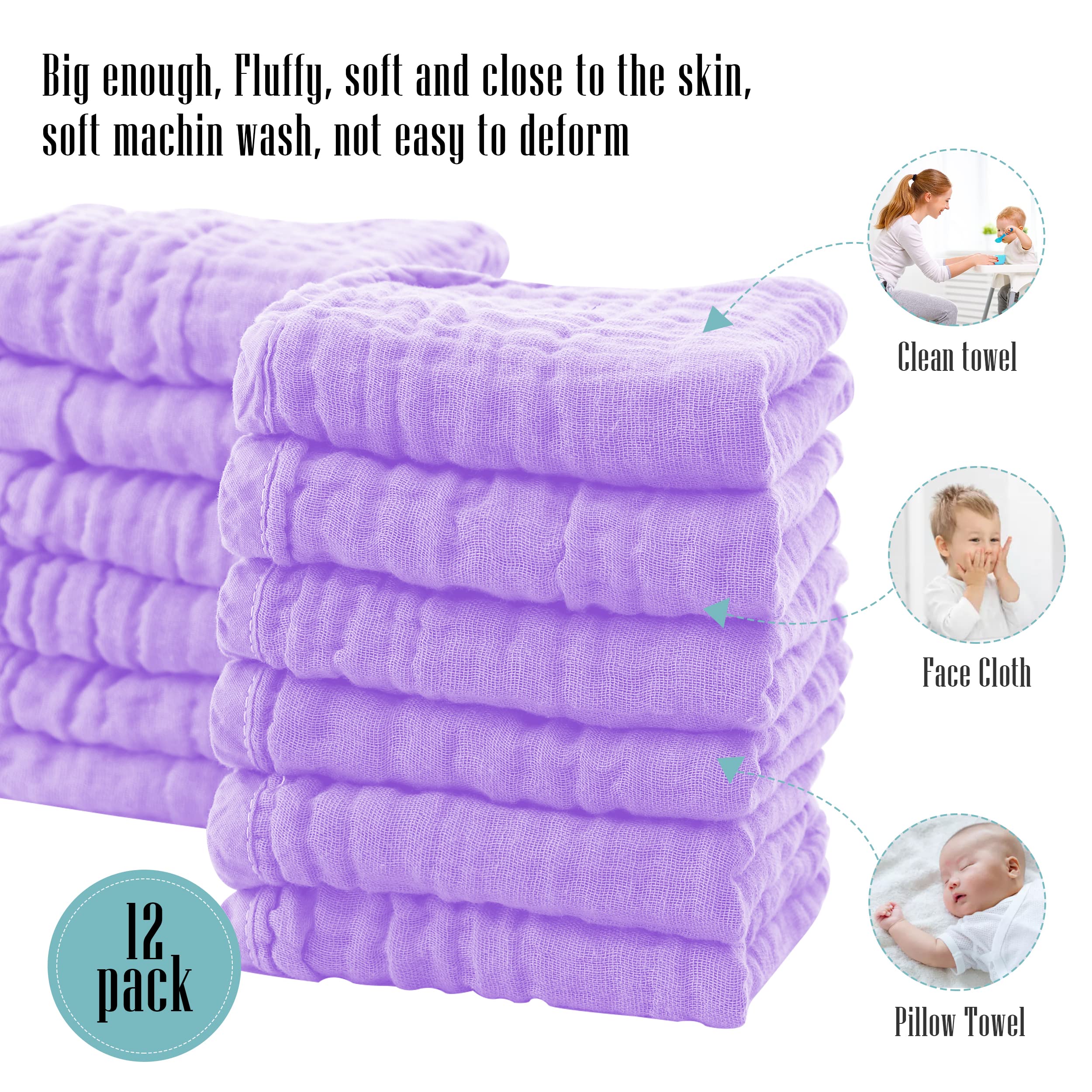 Purple colorway Cute Castle burp cloths add style to baby care routines.