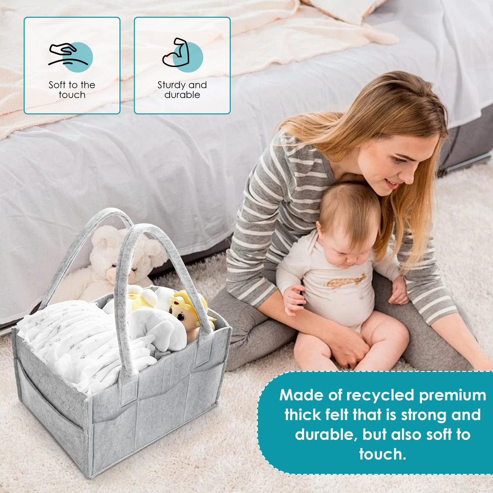 Cute Castle car organizer keeps baby items within reach during trips.