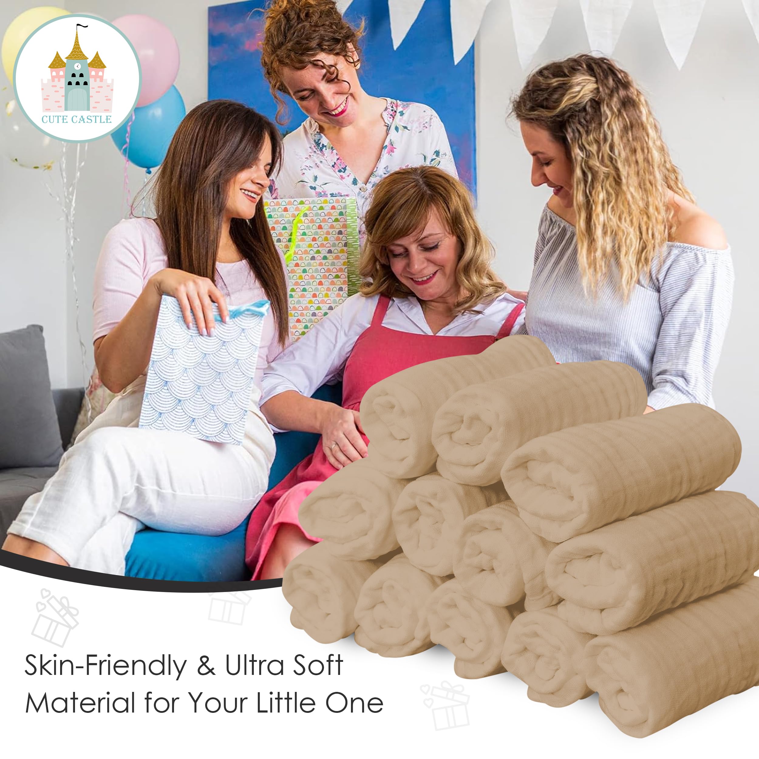 Cute Castle easy-clean 12-pack washcloths, a practical baby shower gift.