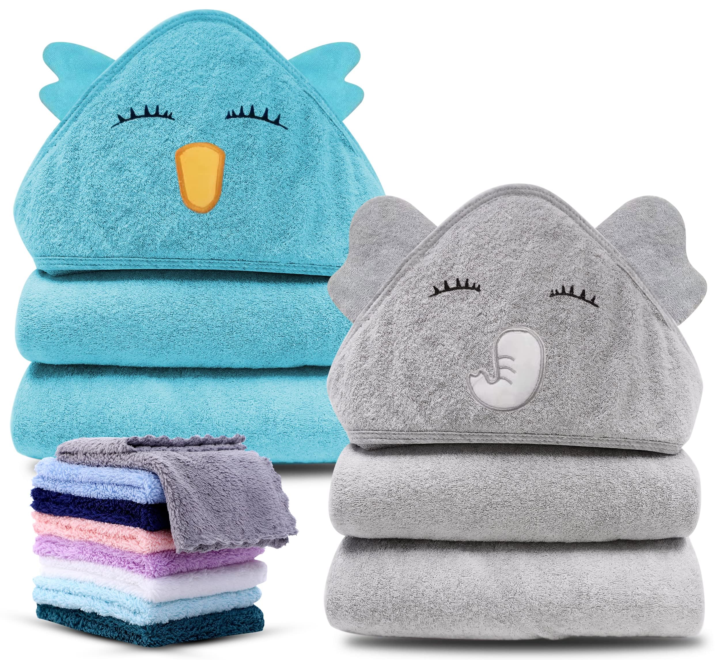 Cute Castle elephant hooded towel in bamboo fabric for absorbent, gentle bath time.