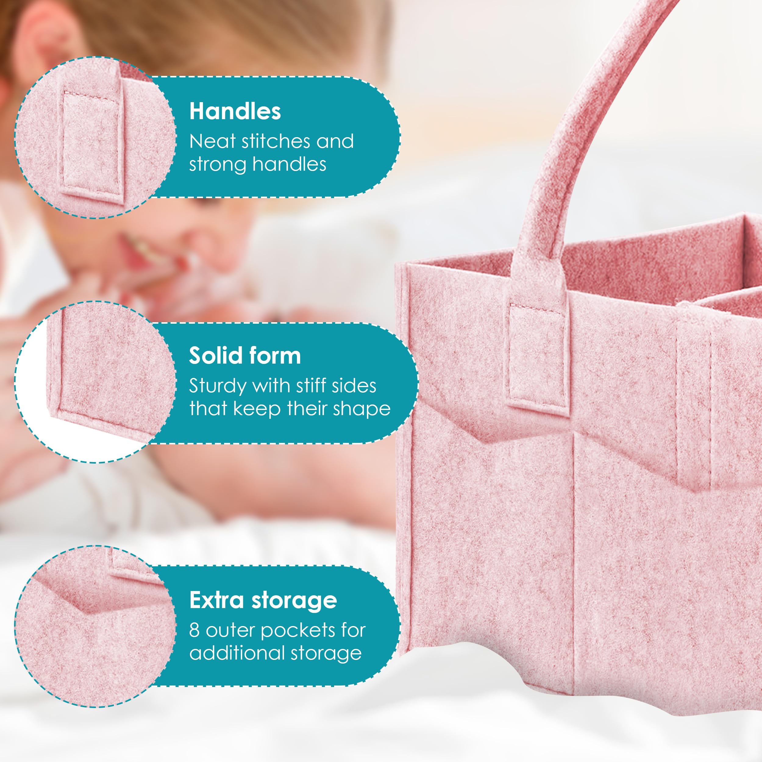 Cute Castle gift-ready pink diaper organizer for new parents