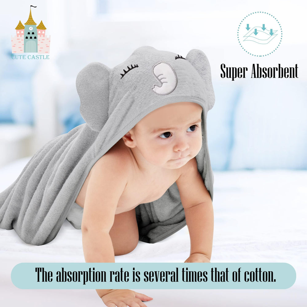 Cute Castle hooded towel close-up showing plush texture.