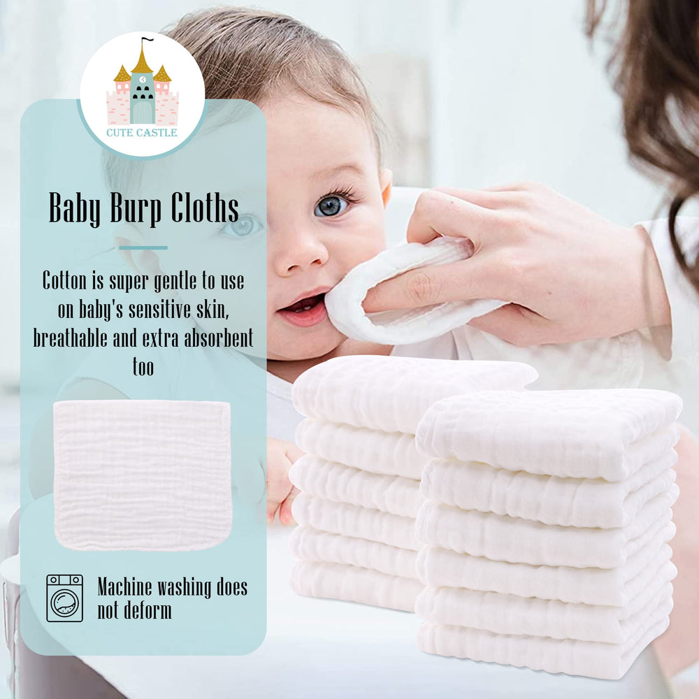 Cute Castle large 20x10 burp cloth offers broad coverage during feeding