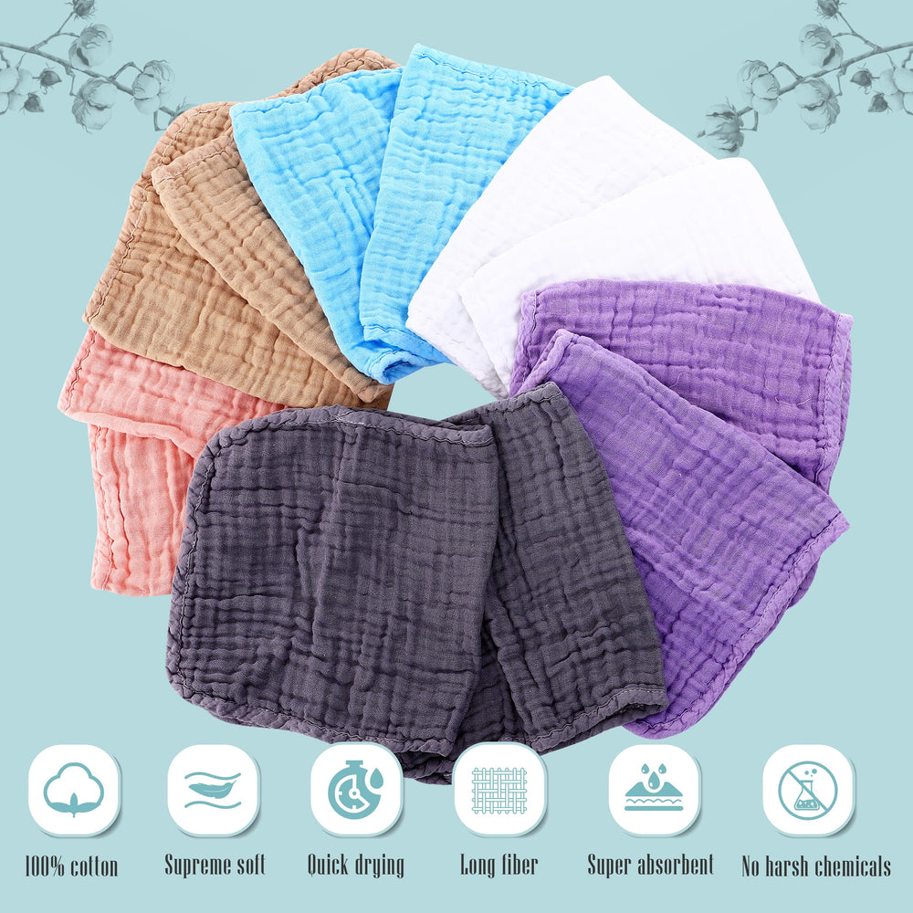 Cute Castle large muslin burp cloths measure 20x10 inches for abundant coverage.