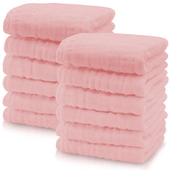 Cute Castle 12-pack muslin baby washcloths pack close-up showing plush texture for gentle cleansing