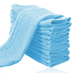 Cute Castle aquamarine muslin burp cloths in a 12-pack, absorbent for wipes.