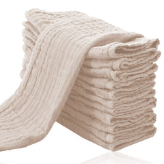 Cute Castle 12-pack muslin burp cloths laid flat for display, soft and absorbent for feeding protection.