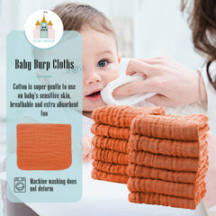 Cute Castle burp cloth shows absorbent, breathable cotton muslin for quick cleanups.