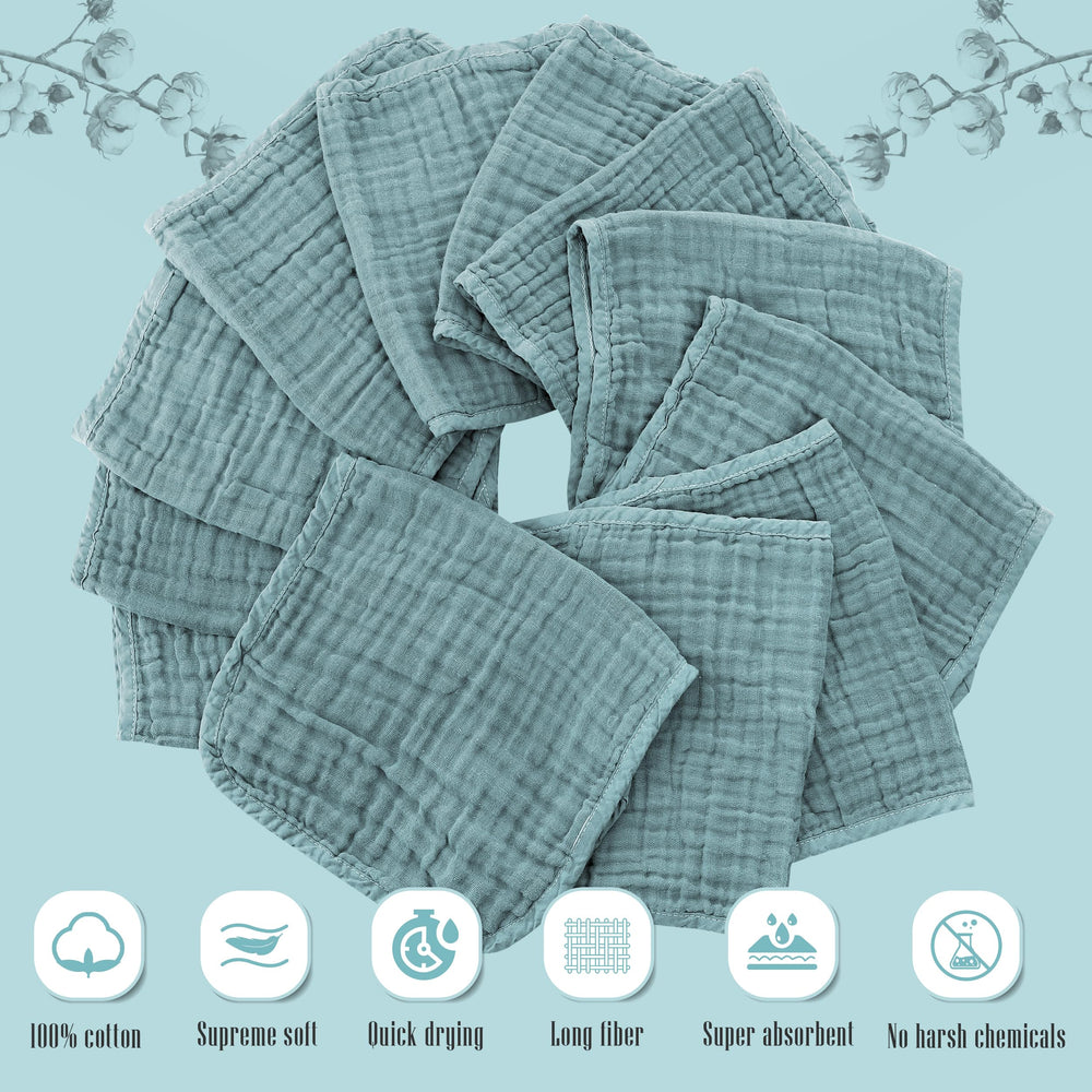 Cute Castle dark-green burp cloths close-up, plush texture and versatile protection.