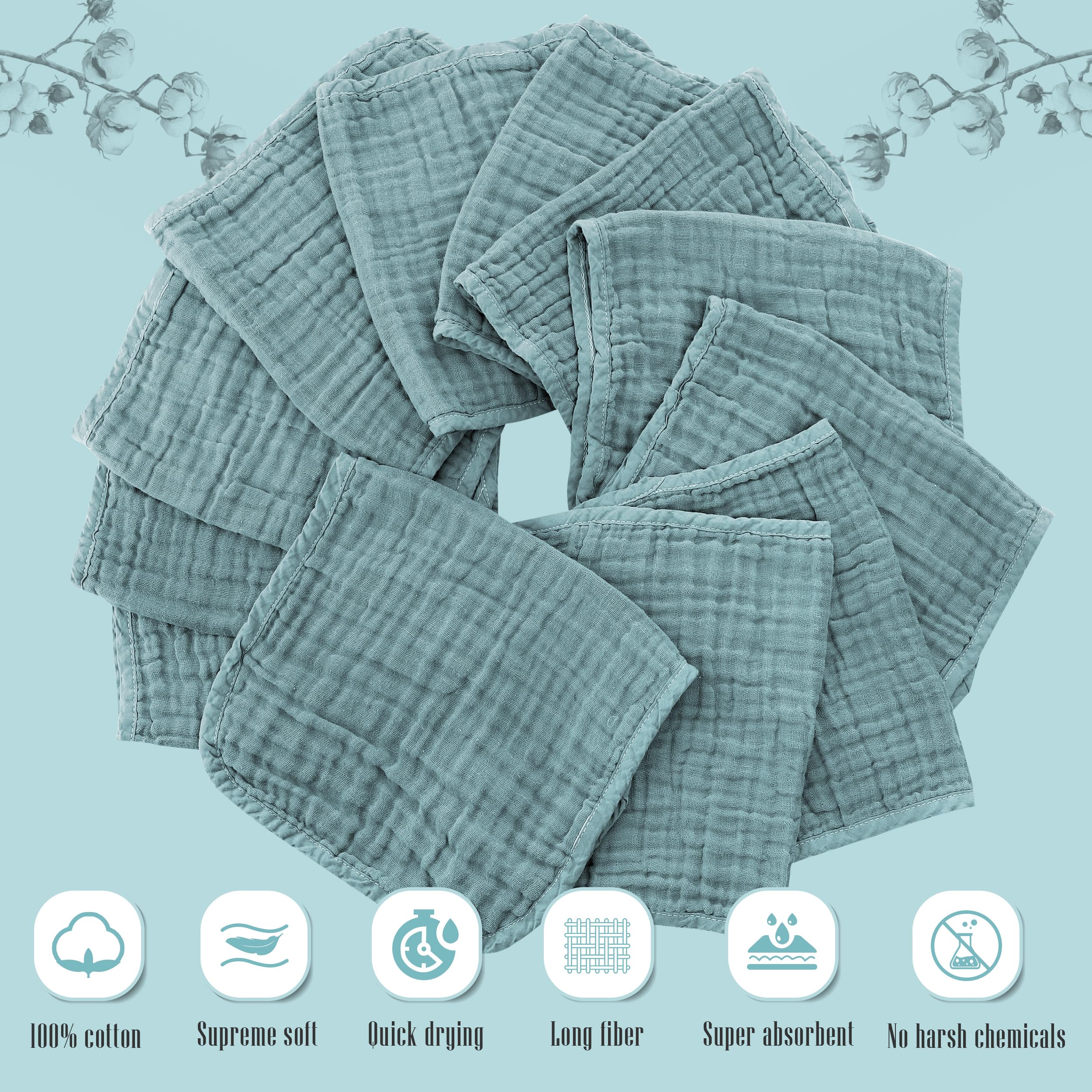 Soft-textured Cute Castle muslin burp cloths offer gentle skin contact.