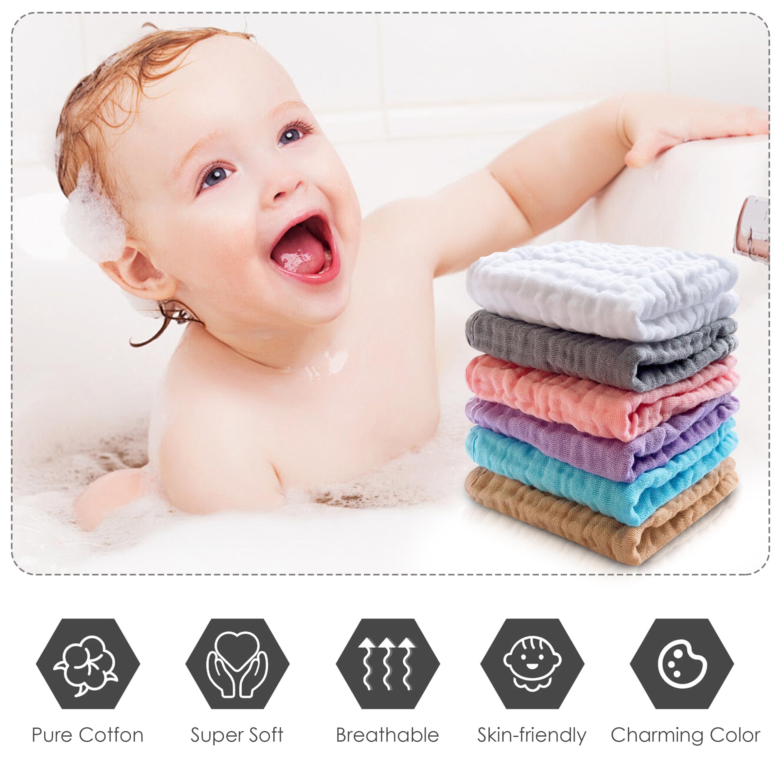 Cute Castle baby washcloths close-up reveals cozy weave and high absorbency for quick drying.