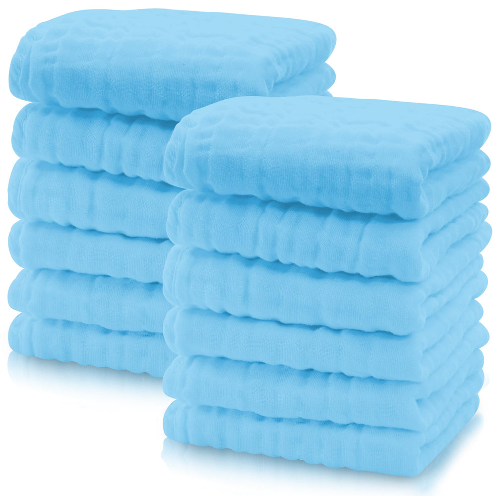 Cute Castle aquamarine muslin washcloth close-up highlights ultra-soft texture.