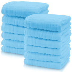 Cute Castle aquamarine muslin washcloth close-up highlights ultra-soft texture.