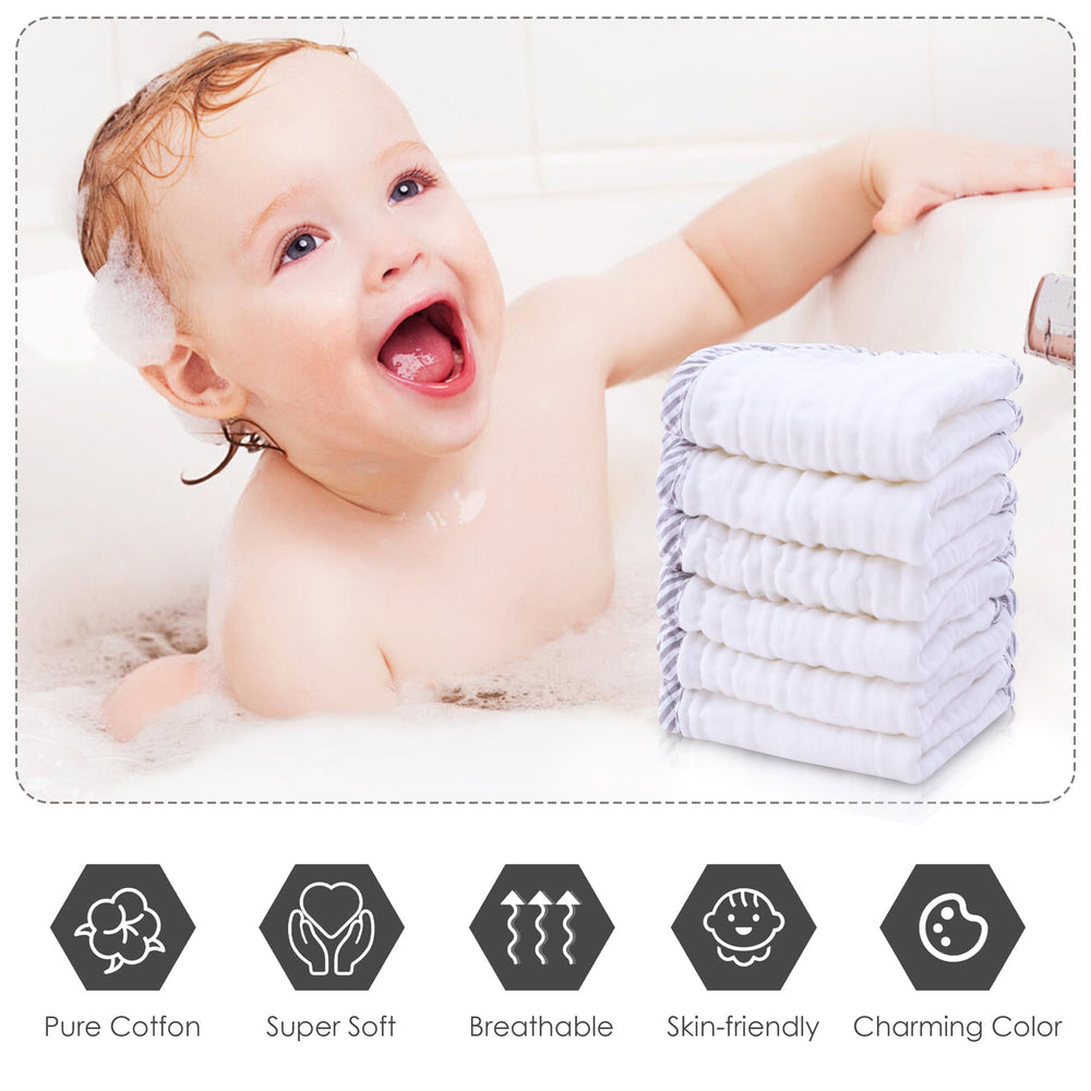 Cute Castle muslin washcloths highlighting absorbent multi-layer design for quick drying