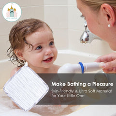 Cute Castle muslin washcloths ready for bath time routine