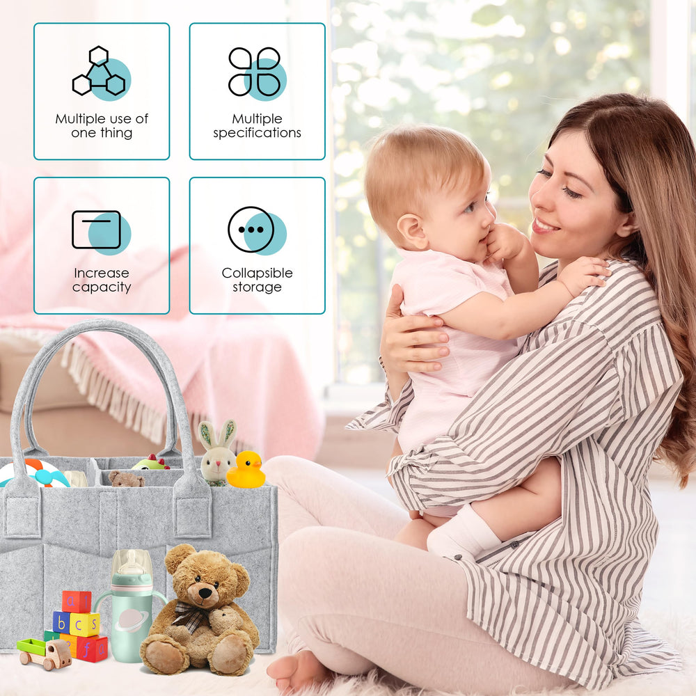 Cute Castle nursery storage bin grey blends with modern decor and organizes essentials.