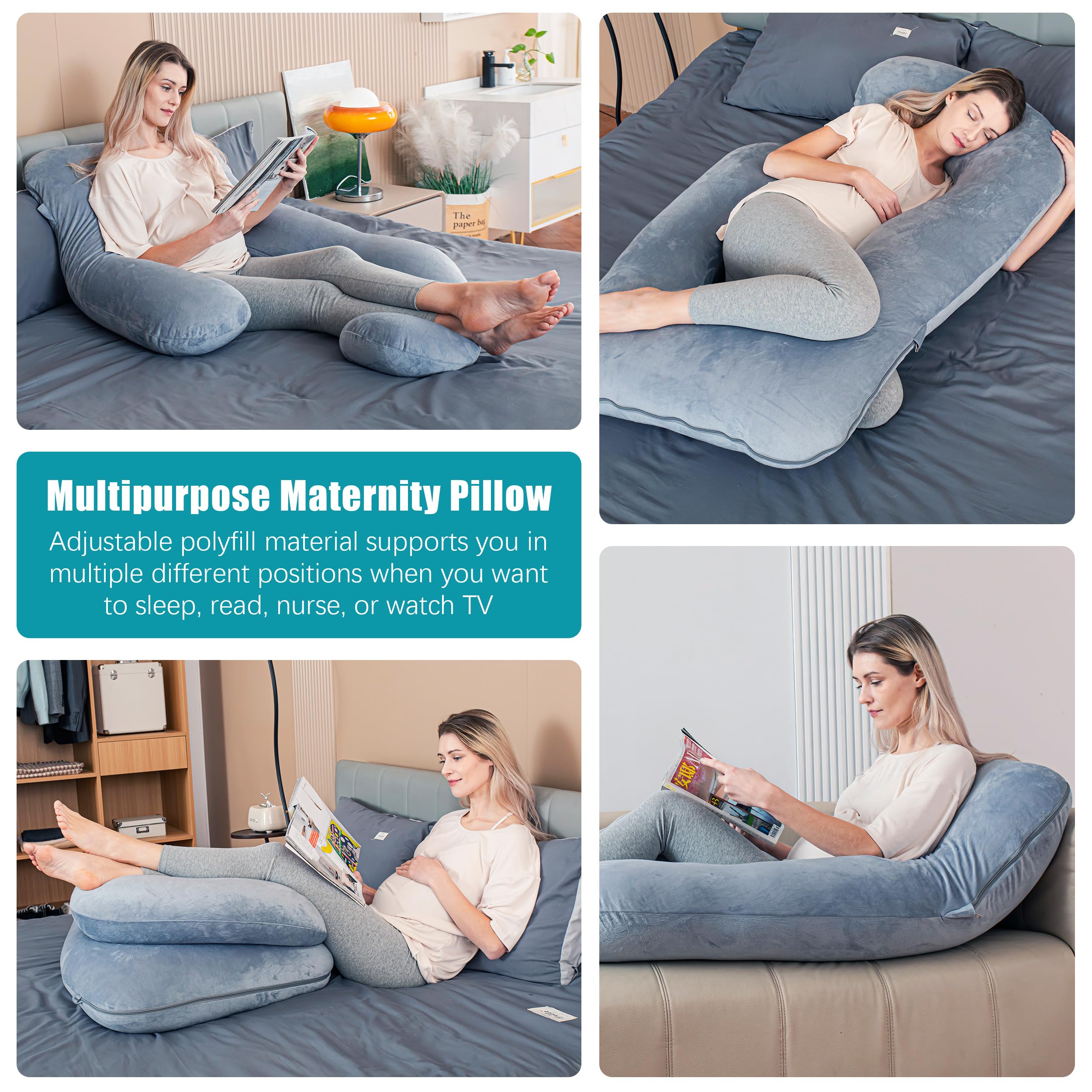 Cute Castle pregnancy pillow durable polyester construction for lasting softness.
