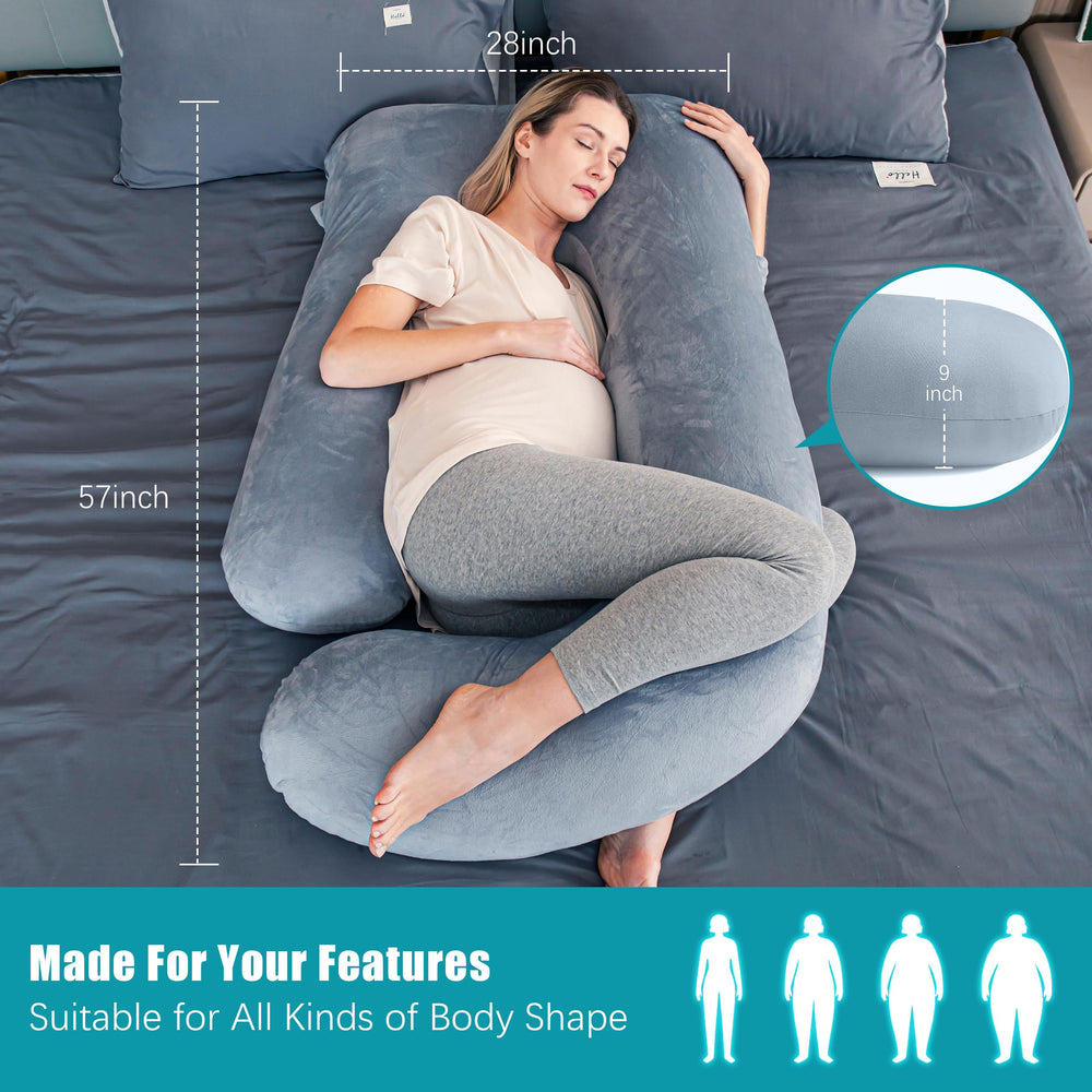 Cute Castle pregnancy pillow grey color adds stylish, soft support to your bed.