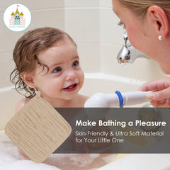 Cute Castle skin-safe washcloths gentle on sensitive baby skin during baths.