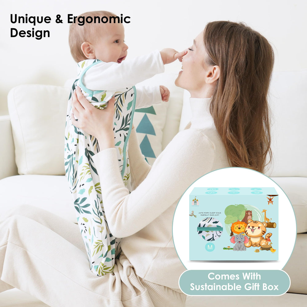Cute Castle sleep sack green, generous leg room for natural movement.
