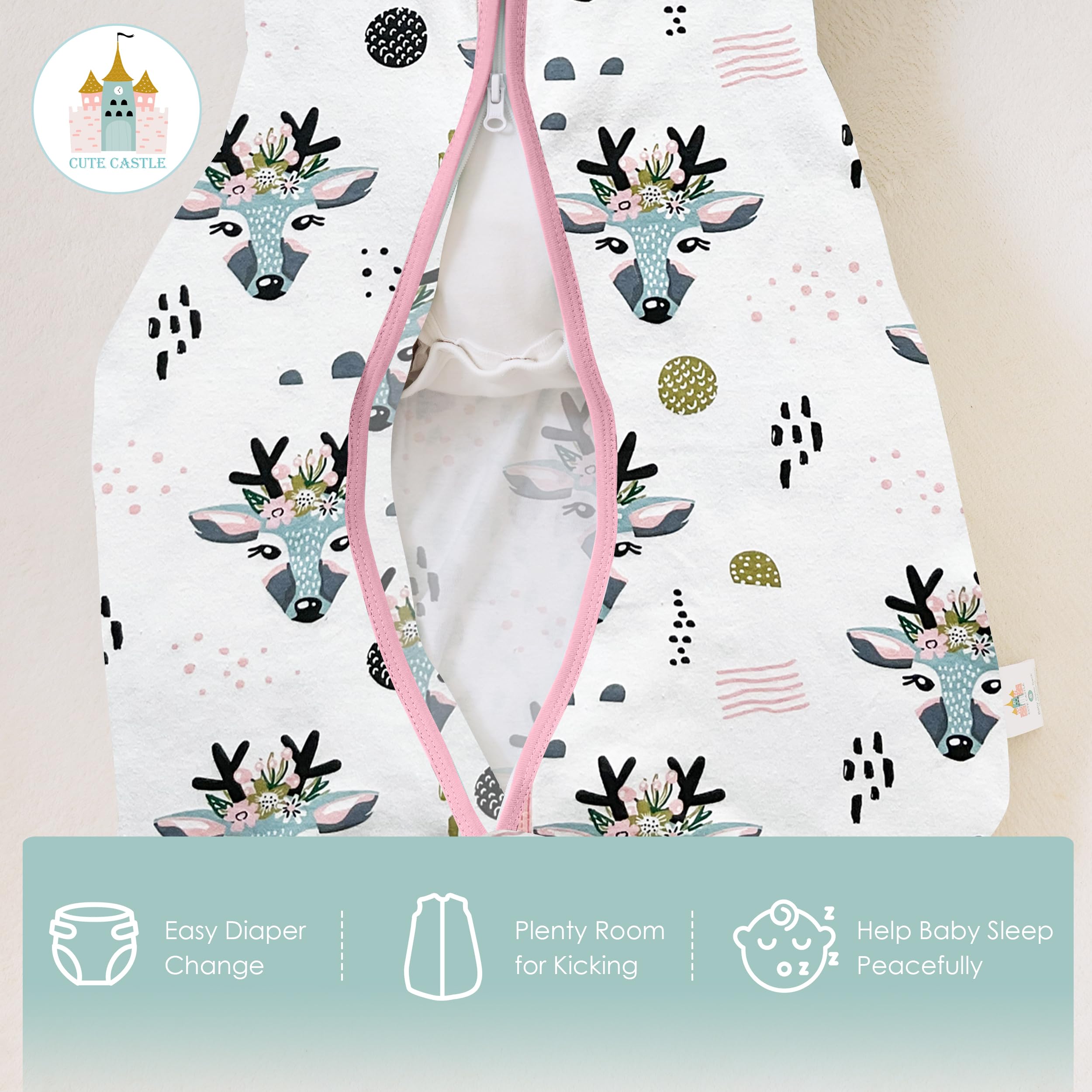 Cute Castle sleep sack size range 0-24 months for growing babies
