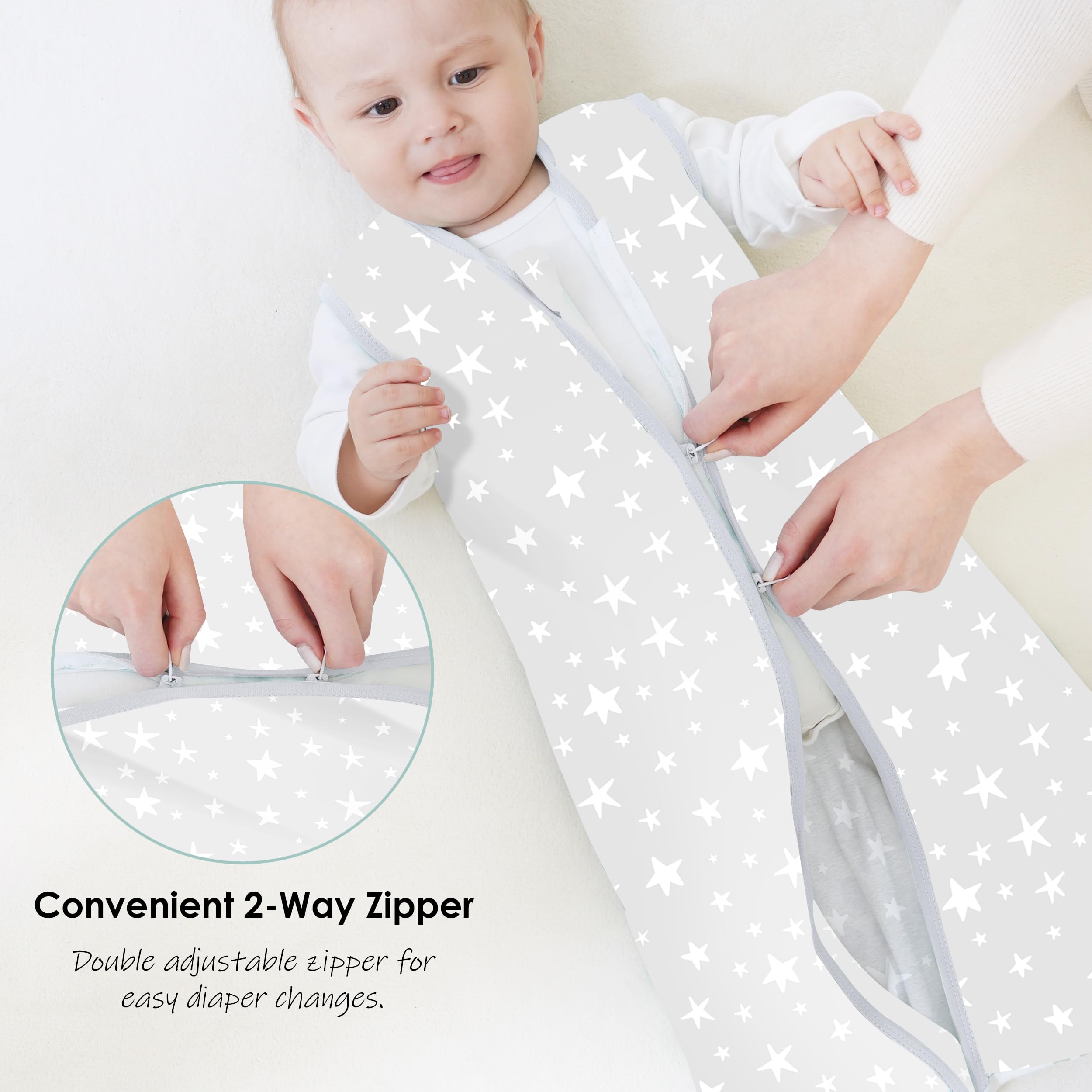 Cute Castle sleep sack with two-way zipper for quick dressing and changes.