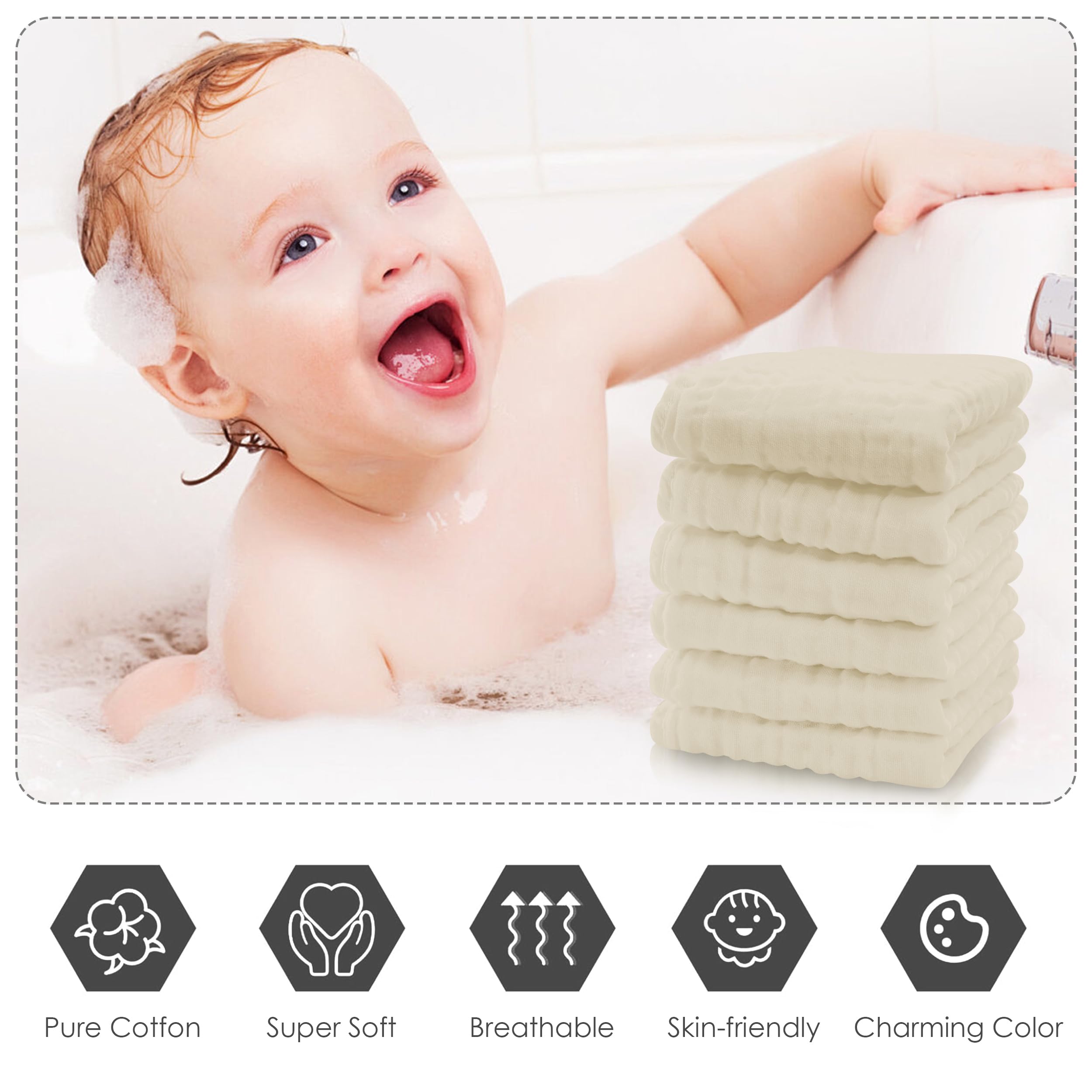 Cute Castle soft and absorbent muslin washcloths ideal for bath time
