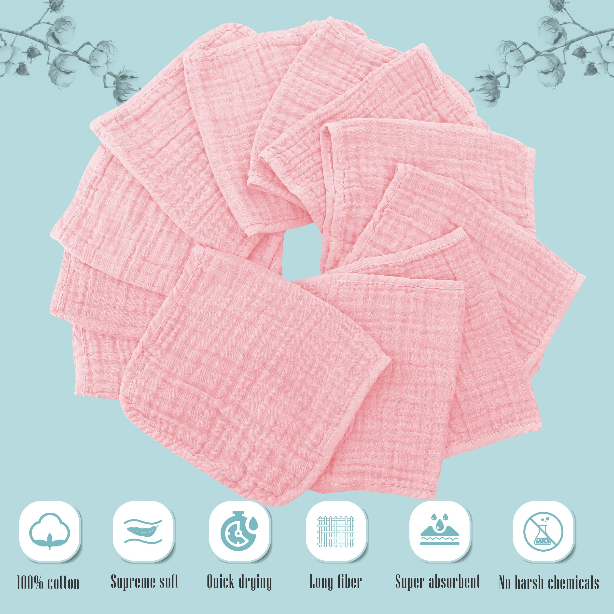 Cute Castle soft muslin burp cloths close-up, absorbent and breathable
