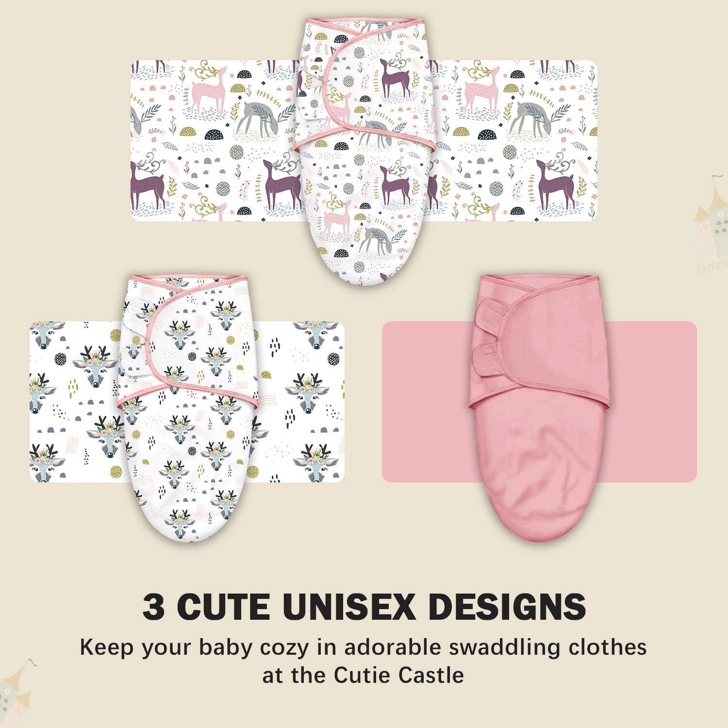 Cute Castle swaddle sacks ready for machine washing and long-lasting use