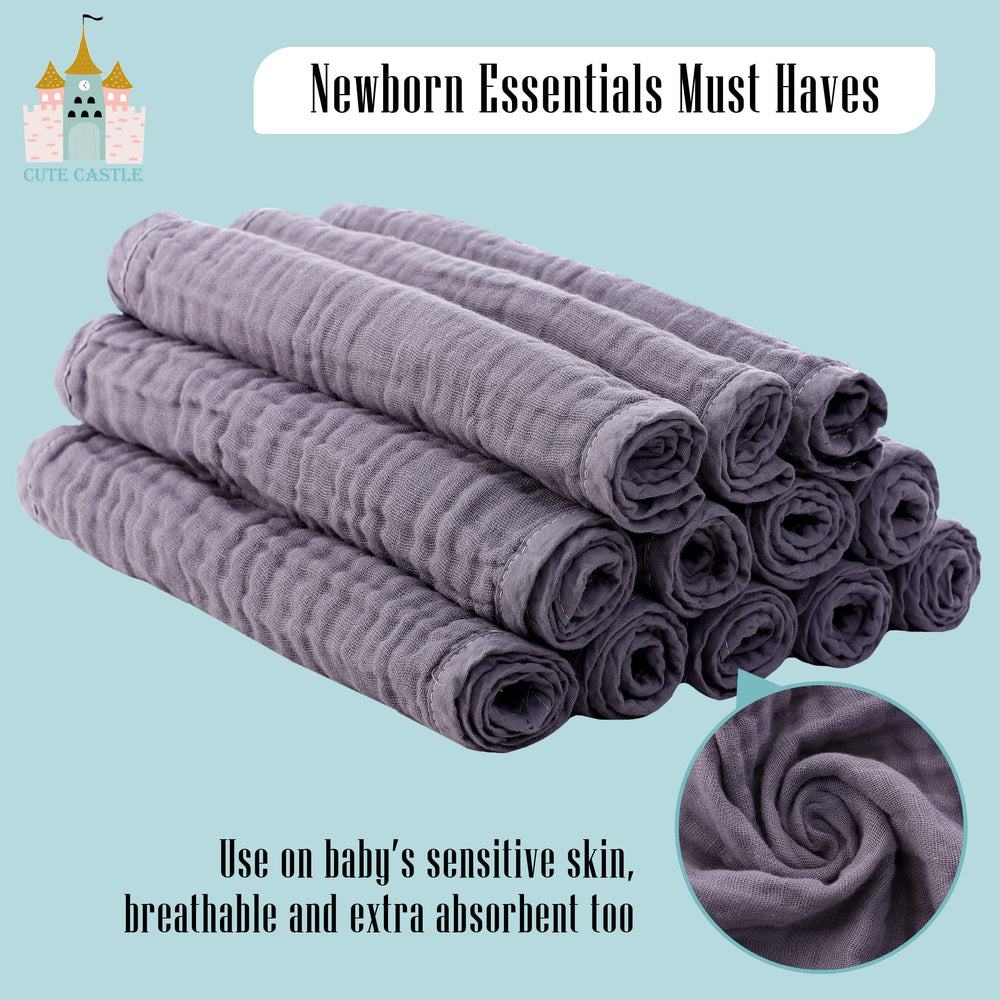 Cute Castle travel-ready burp cloths fit bags for on-the-go messes.