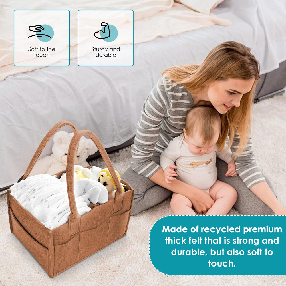Cute Castle travel-friendly diaper organizer fits in luggage for trips.