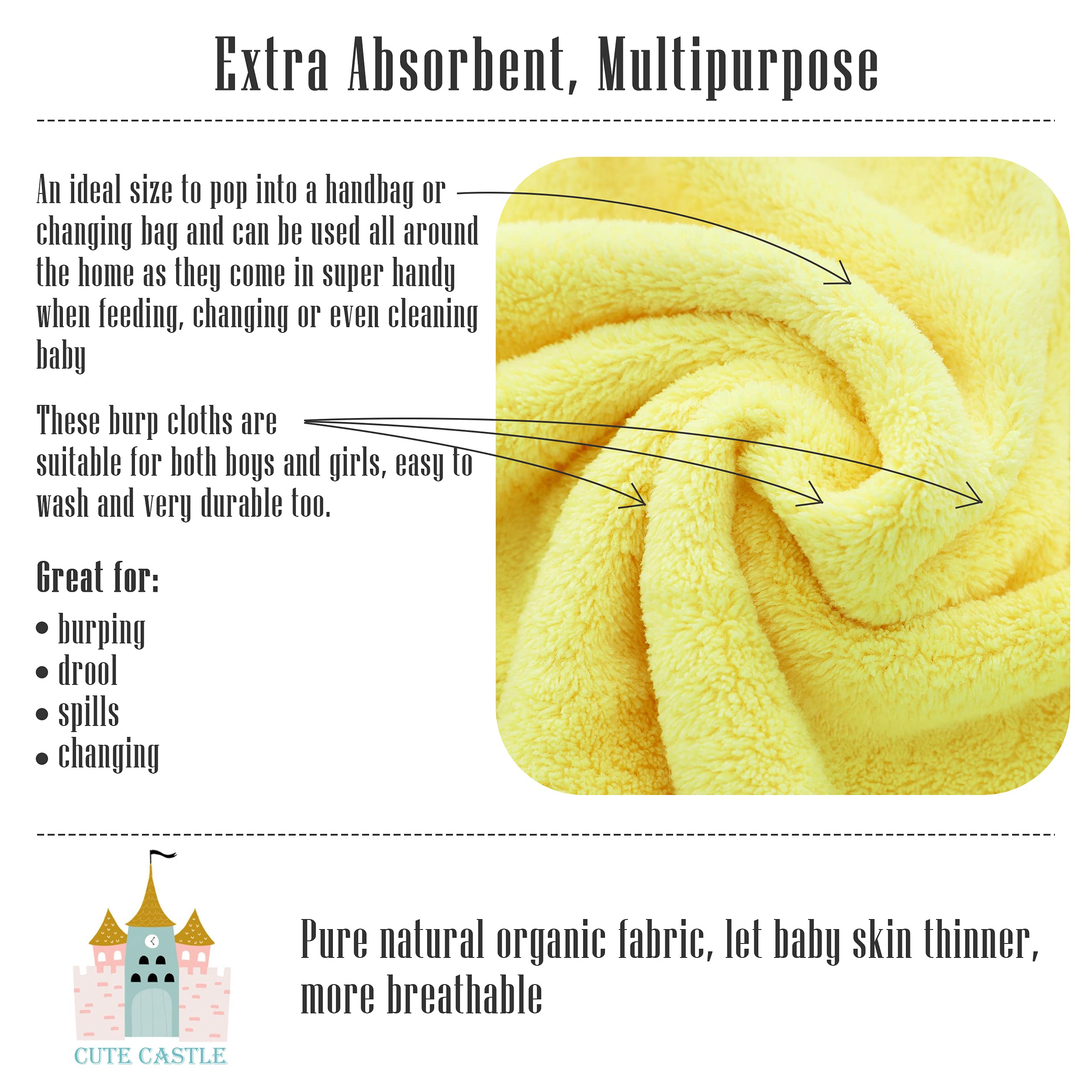 Non-pilling, quick-drying design of Cute Castle washcloths