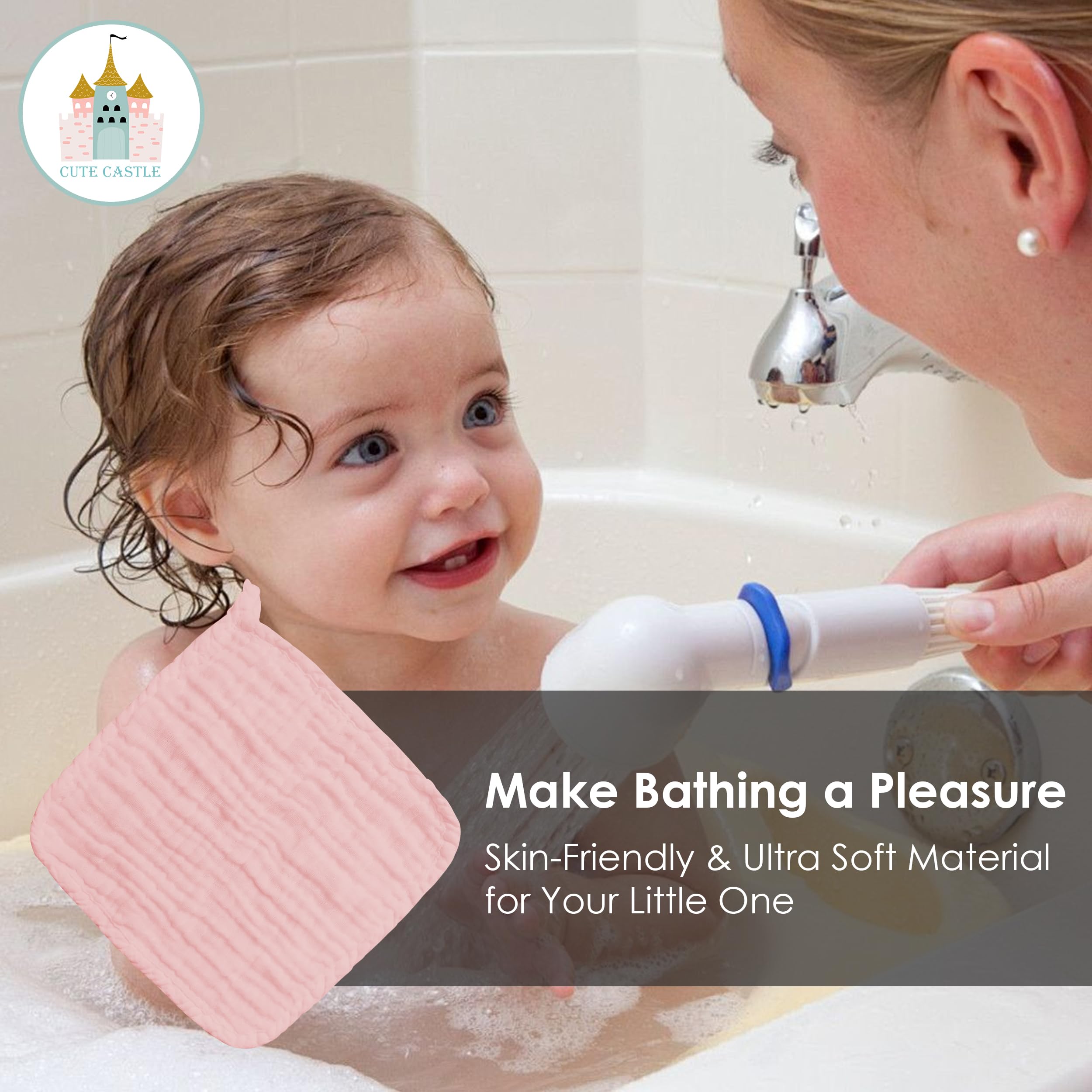 Cute Castle washcloths with breathable multi-layer design absorbing water quickly