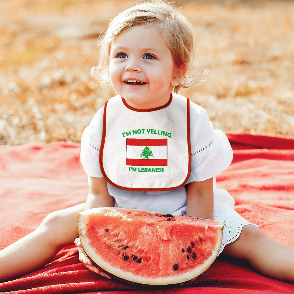 Cute Rascals Lebanese-flag print bib for playful, photo-ready mealtimes.