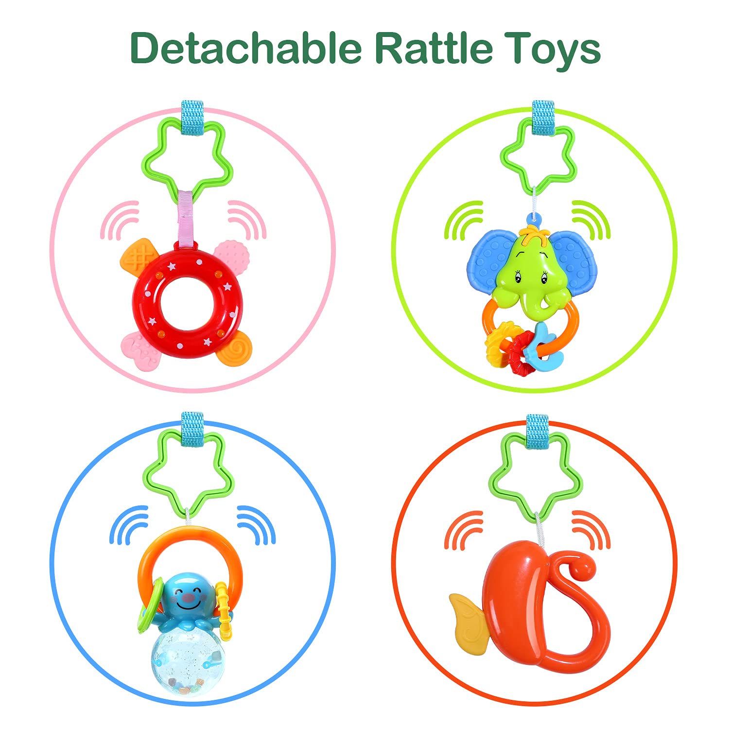 Foldable mat on Cute Stone Baby Gym for easy storage and travel