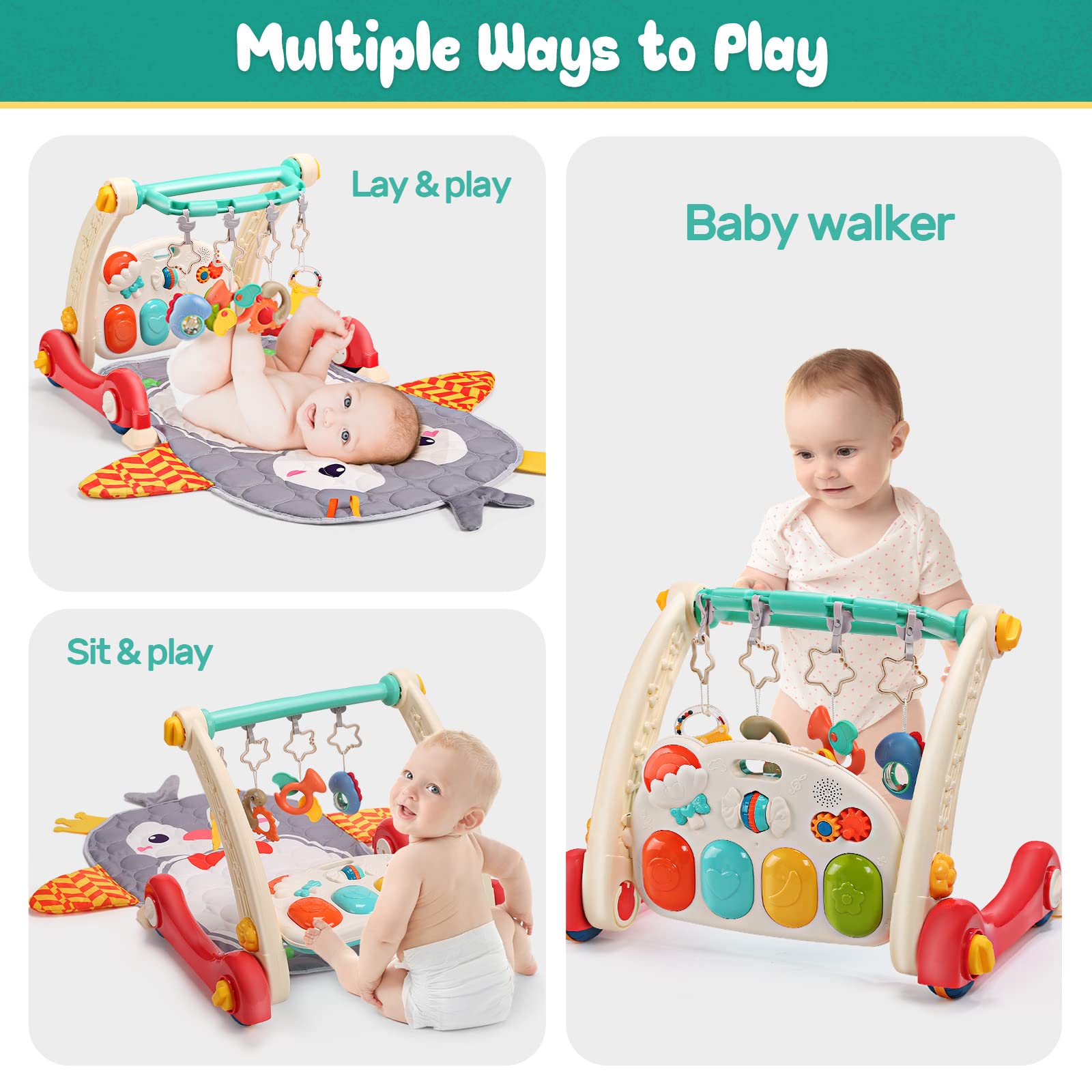 Cute Stone Baby Gym light-up keys encouraging musical exploration for infants.