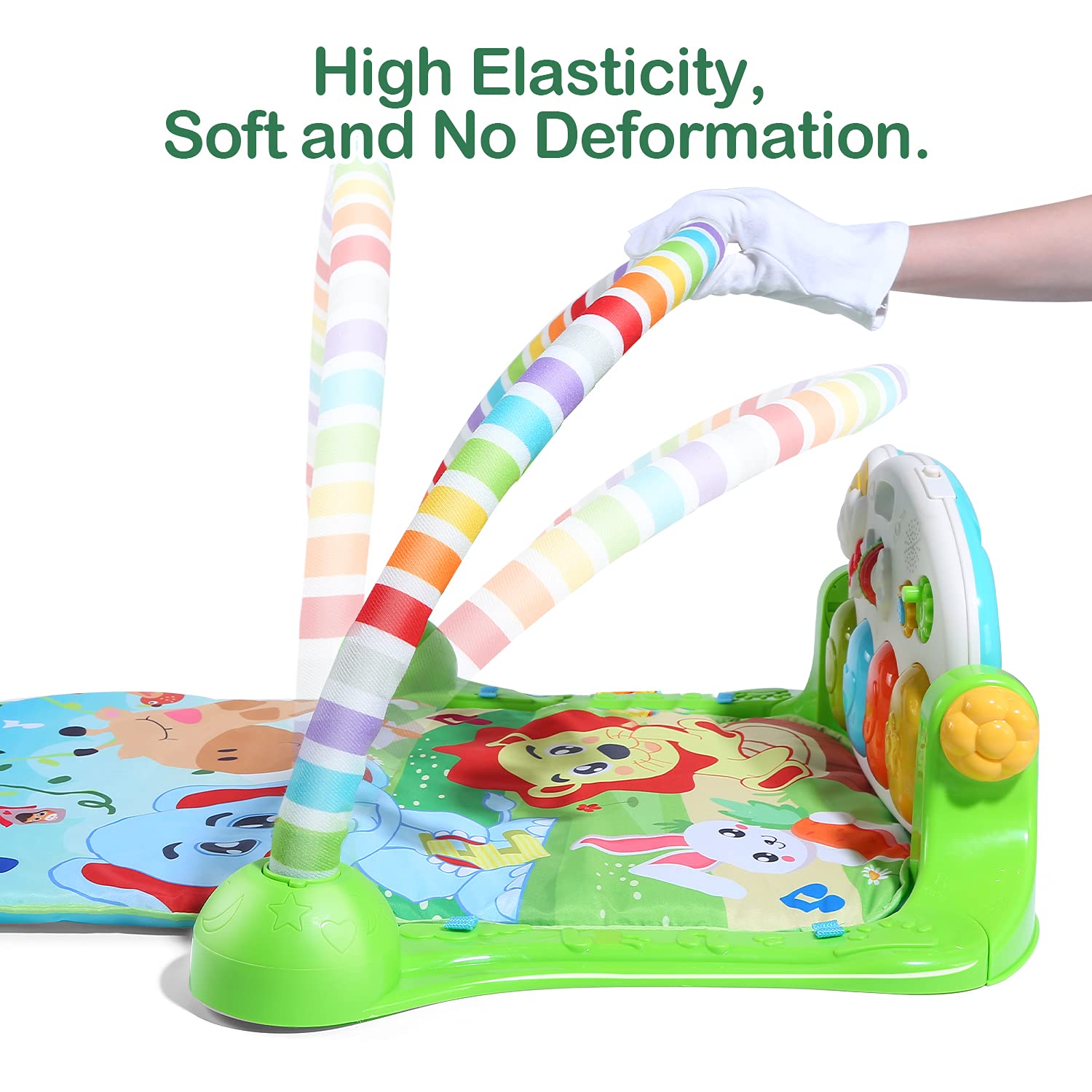 Machine-washable fabric on Cute Stone Baby Gym simplifies cleanup
