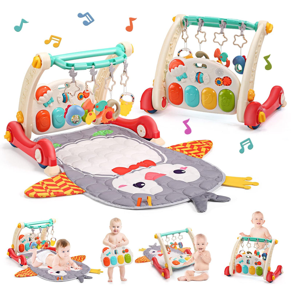 Cute Stone Baby Gym piano play area with lights promoting auditory and visual engagement.