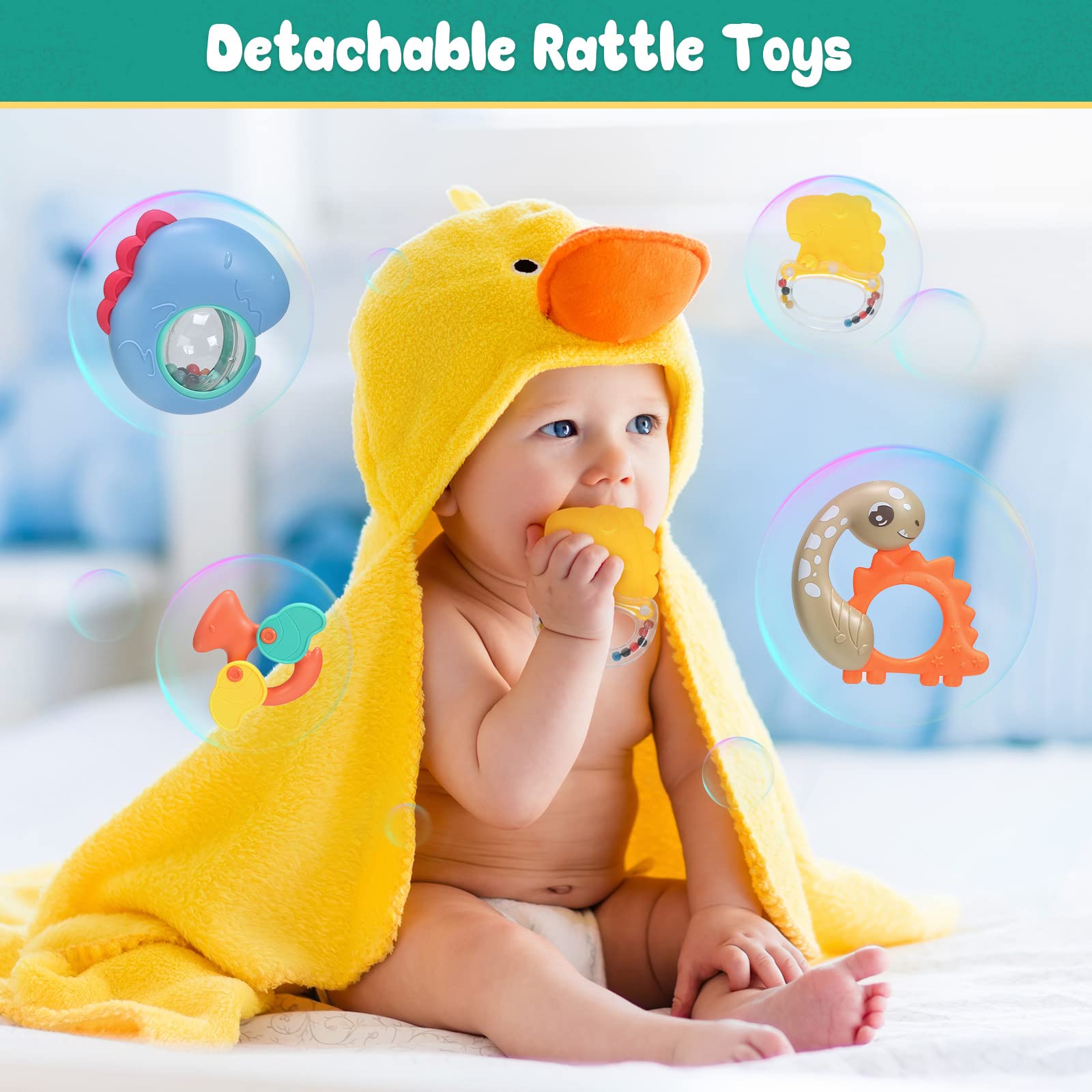 Cute Stone Baby Gym rotating rear wheel button adapts to walking stages.