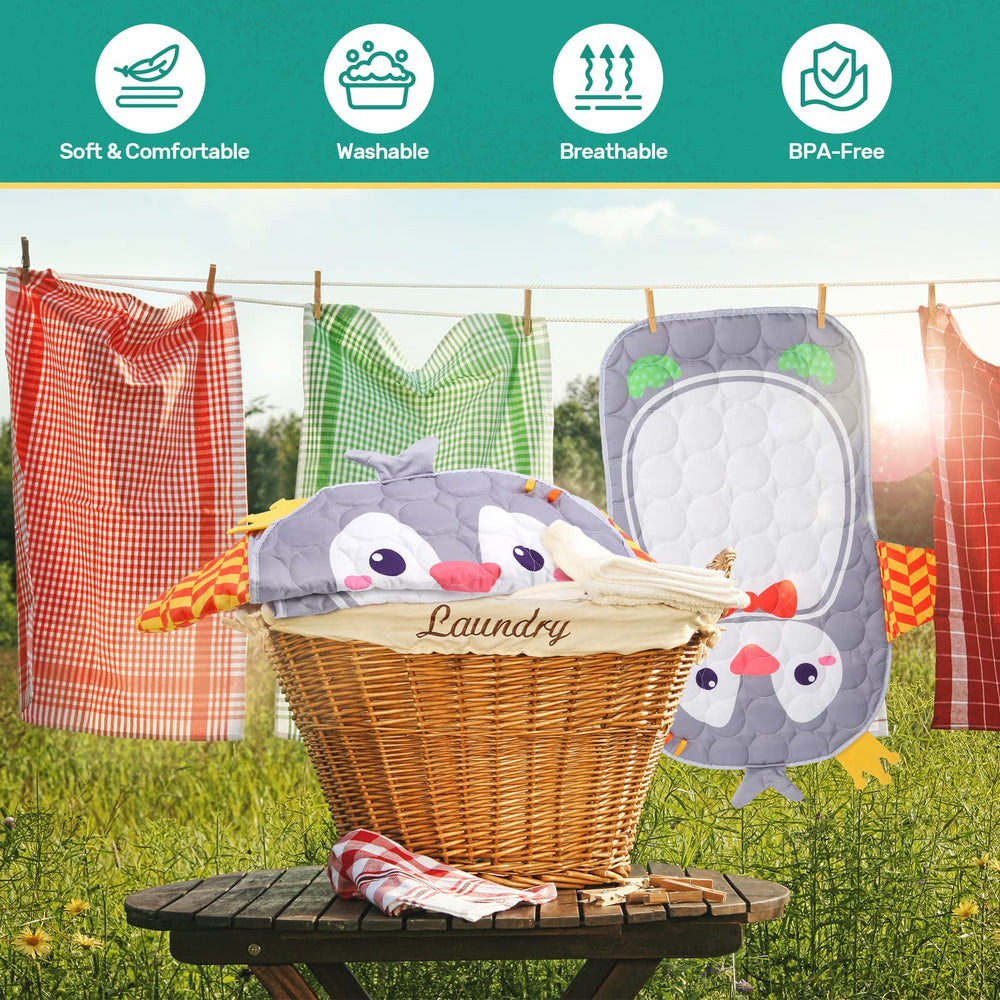 Cute Stone Baby Gym soft, breathable double-sided fabric is machine-washable.