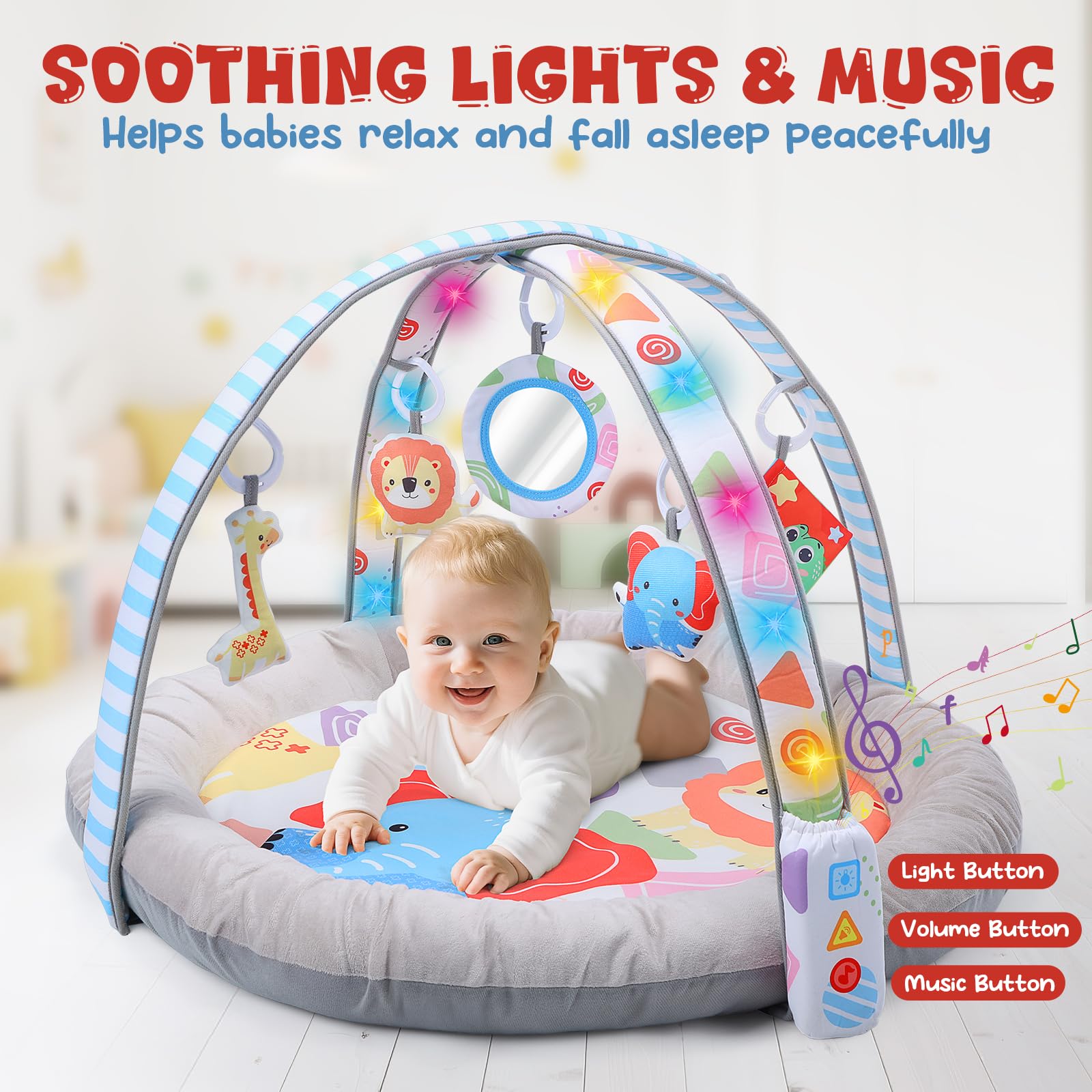 Detachable elephant toy from Cute Stone gym adding gentle sounds