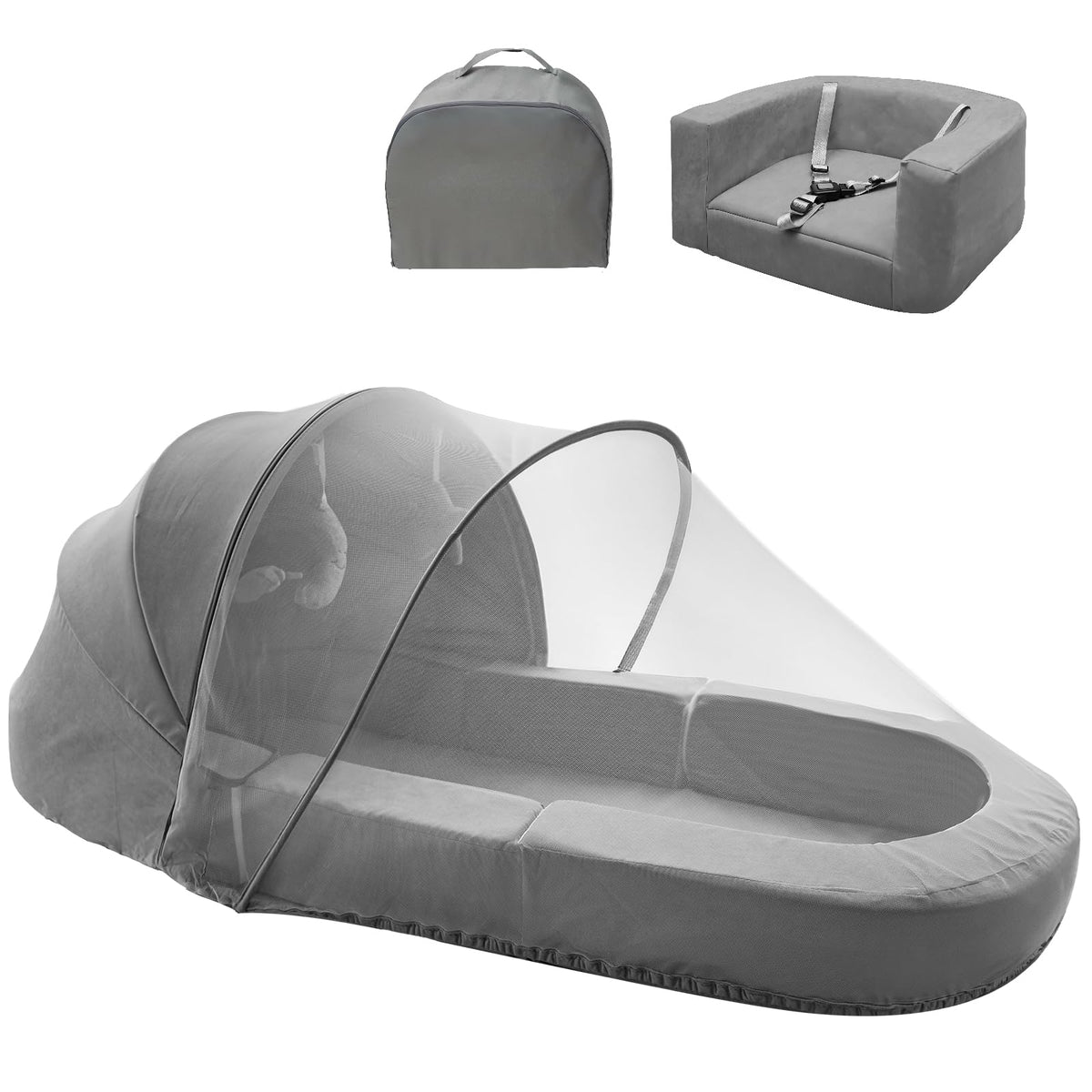 Cutebeams 4-in-1 travel bed folds compactly for easy on-the-go sleep.